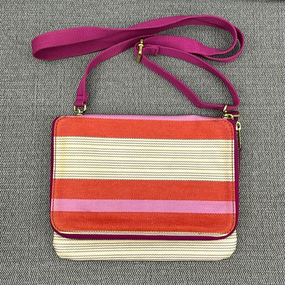 Fossil Women’s‎ Multicolor Striped Coated Canvas Crossbody Shoulder Bag Purse